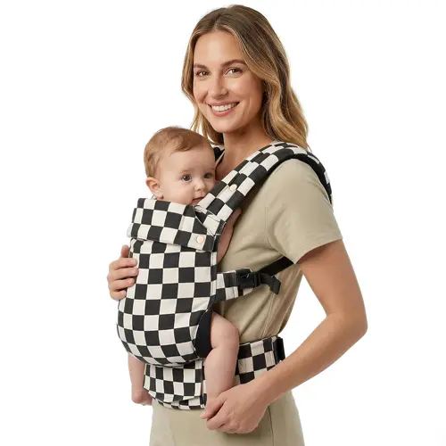 Unisex Houndstooth Plaid Checkered Ergonomic Baby Carrier - Lightweight 7-40lbs Infant to Toddler Design with Lumbar Support, Easy-to-Put-On Hands-Free Front Option for Newborns, Slings, Front Hold,sohochic