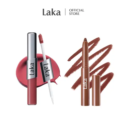 [Laka] [Live Exclusive] Perfect Twin Lip & Lip Liner Duo — Shape, Lock & Shine, Transfer-Proof Lip Duo