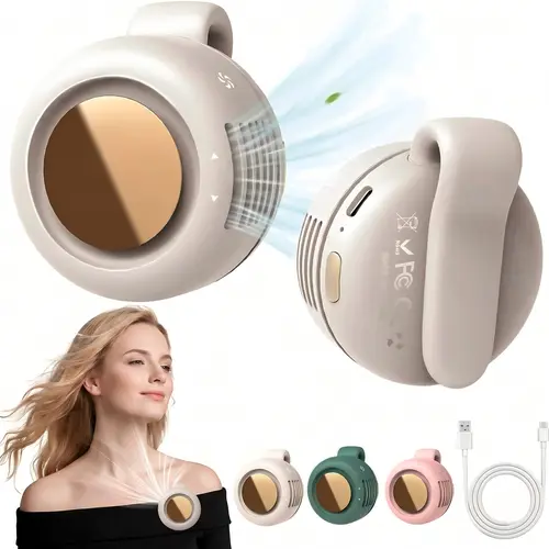 Mini Bladeless Portable Handheld Fan - Rechargeable, Silent, 3 Adjustable Speeds, Rotating Body, Waist-Mounted/Phone Cooling Tech Gadgets, Ideal for Outdoor Travel, Dad Gifts, Father's Day Gift Idea Accessories