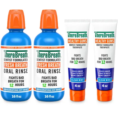 TheraBreath Mouthwash and Toothpaste Bundle | Icy Mint, Whitening Oil, Gum Care