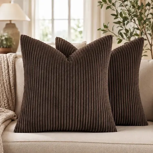 (16/18/20inch) 2-Pack Earthy Corduroy Pillow Covers | Cozy Warm Minimalist Couch Decor | All-Season Home Essential & Fall Harvest Must-Have 🍂 | Ultimate Gift Choice for Friends & Family 🤎 Cushion Covers