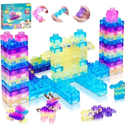 42PCS Sensory Soft Building Blocks for Toddlers - Montessori Squishy Stacking Game, Squeezable Stretchable Early Learning Playset, Creative Puzzle Toy, Blocks Tower Game, Toddler Toys for Creative Play,sohochic