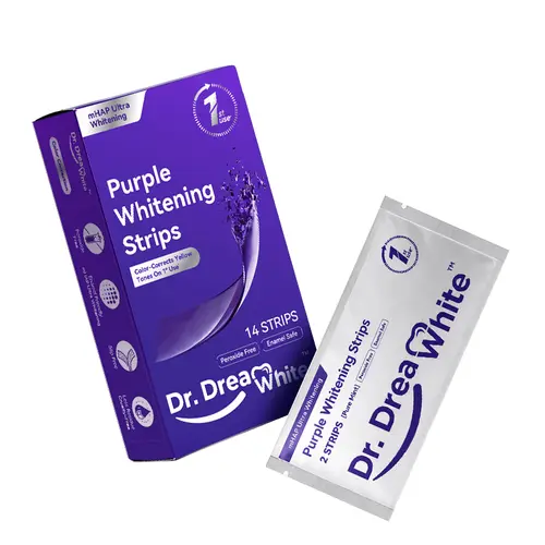 Dr.DreamWhite Purple Whitening Teeth Strips - 7/21 Sessions - PAP, Nano-Hydroxyapatite, Enamel-Safe, Non-Sensitive, Peroxide-Free, Residue-Free - Brighten, Dramatic, Dental Cleaning Teeth Whitening