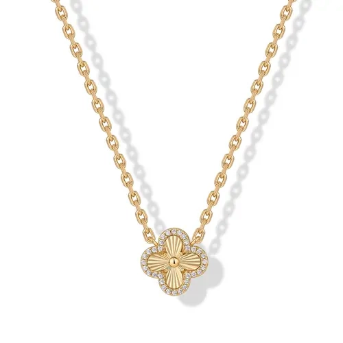 PAVOI Four Leaf Clover Necklace for Women, 14K Gold Plated CZ Lucky Charm Pendant, Hypoallergenic Clover Jewelry Gift