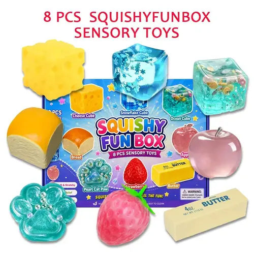 8-Pcs Cute Animal Slow Rising Squishy Kit, Malt Sugar Slow-Rebound Soft Fidget Toy, Sensory Play Pack for Desk Decompression, Stress Relief, Birthday Party Favors & Holiday Presents