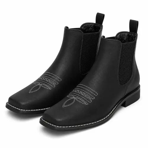 Men's Western Square-Toe Chelsea Work Boots - Stylish Minimalist Closed Ankle Shoes, Waterproof Non-Slip Rubber Footwear with Elastic Cuffs (Note: Order 1 Size Down), Shoe, Walking Shoes,sohochic