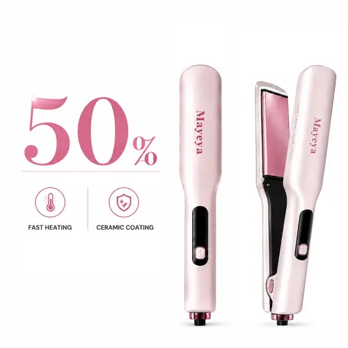 MAyeya Ionic Plug-Powered Flat Iron Straightener - 1.75-in Nano-Titanium Plates, 1-Button Braiding, SinglePass, Lightweight Ultra-Thin Tool Case, US Plug, for Curly Hair, Silky Straight Hair Styling & Home Blowout, Work Use, Lazy Curling, Frizz Control
