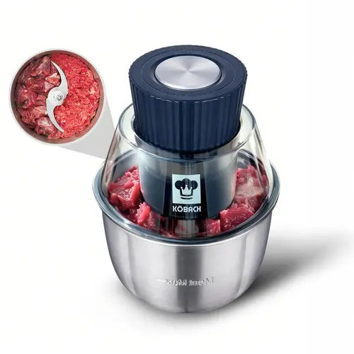 KOBACH Electric Kitchen Choppers & Meat Grinding Machine - 1.9L (8-Cup) Food Processor with Pure Copper Motor, Dual-Layer Blades, Smooth Adjustable Functionality, 1.9 Qt