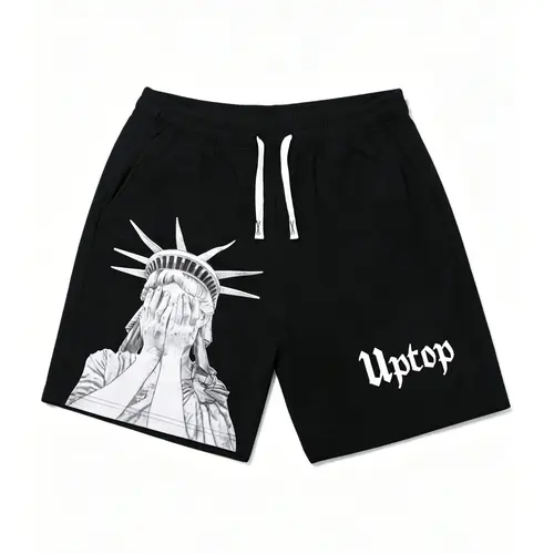 Men's Quick-Dry Active Outdoor Gym Shorts - Elastic Waist Drawstring, Breathable Polyester Fabric, Adjustable Slim-Fit, Bold Text Sports Print, Luxury Performance Summer Essential for Basketball, Running