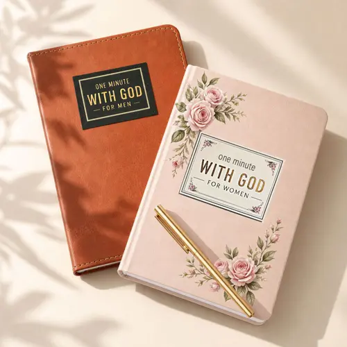 1-Minute With God 365 Daily Devotions Book Set | Christian Daily Scripture Prayer Journal, Inspirational Religious Office Stationery Notebook, Christian Gift for Couples, Birthday Present for Husbands & Wives