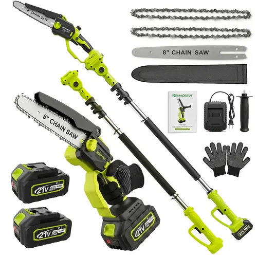 8" Cordless 2-in-1 Brushless Pole Saw & Handheld Chainsaw, Telescopic Extension Pole Tree Trimmer, 2×4.0Ah Batteries, Auto Oiling, Lightweight Pruning Tool for Tree Pruning & Branch Trimming