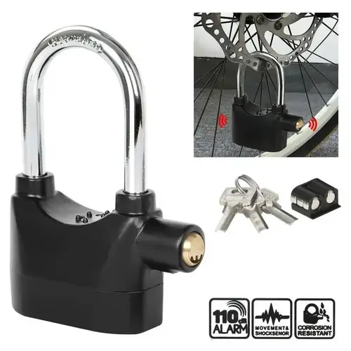 High Security Keyed Padlock with 110DB Alarm, Movement & Shock Sensor, 3 Keys, Waterproof Anti Theft Locks for Gates, Motorcycle, Box Lock – Heavy-Duty Hardware Padlock,sohochic