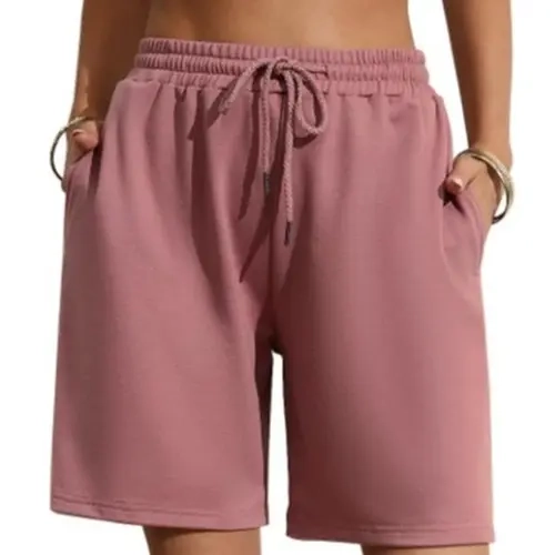 Women's Bermuda Sweat Shorts - Athleisure Casual, Sporty Chic, Loose-Fit, Polyamide-Elastane Fabric, Basic, Cold Wash, Drawstring Pocket Shorts (Plus Size Available)
