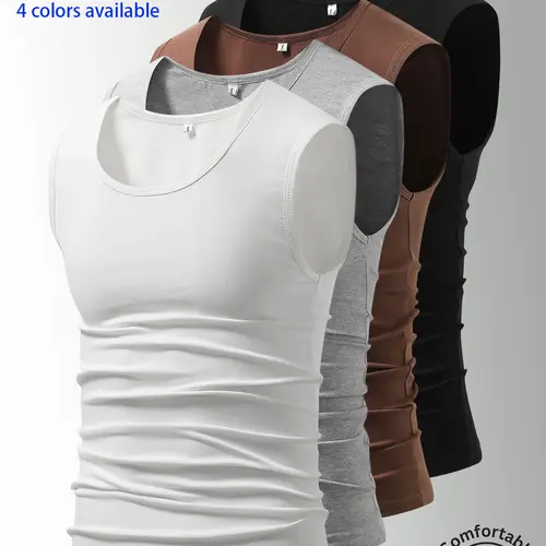 3-Pack Men’s Tank Tops, Men’s Sleeveless T-Shirts, Men’s Cotton Tank Tops Crew neck, simple design; soft, stretchy fabric that feels gentle against the skin and is breathable when worn. Suitable for everyday layering, home wear/sleeping, and workouts/runn
