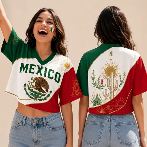 Mexico crop top jersey, Mexico fan crop top, music festival outfit, soccer match day T-shirt