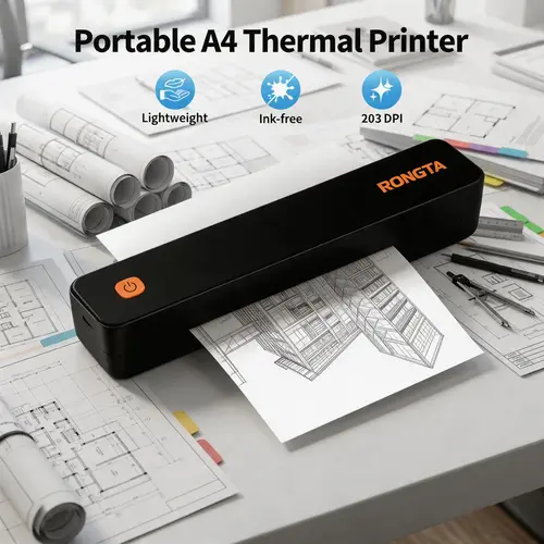 RONGTA F11B Inkless Thermal Portable Label Printer, Compact Wireless Bluetooth Thermal Pocket Printer with Included Batteries, for Home & Office Use, Compatible with iOS&Android & Laptop, Supports A4 Size Paper, Cells, Creative App Ecosystem