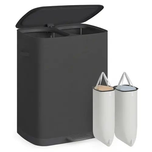 SONGMICS Laundry Basket Organizer - 42.2 Gal 2-Compartment Durable Dirty Clothes Hamper, With Handle Laundry Basket, Removable Liner, Easy Assembly