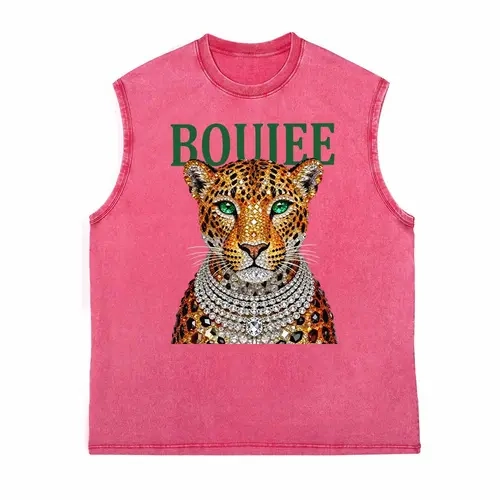 Retro leopard-print shirt, stylish washed graphic T-shirt, trendy animal-print T-shirt, luxury T-shirt with rhinestone leopard-head motif.,back to school,back to school shopping Pink Streetwear,clothes for back to school,first day of school outfits Menswe
