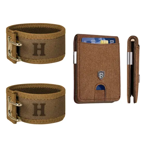 HAILTH 2-in-1 Fashion Accessory Set - RFID Blocking Slim Minimalist Money Clip Wallet, Patented No-Buckle Elastic Tactical Belt for Men, Cool Gifts for Guys Wallets Father's Day Holiday Present Daily EDC Carry,sohochic