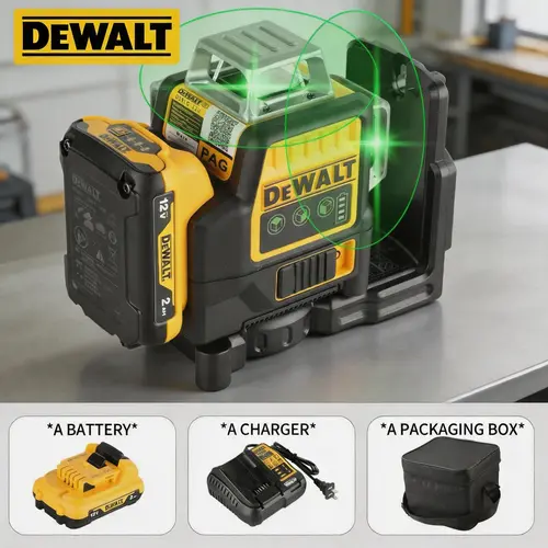 DEWALT 089LG 12V Lithium Battery 3 Sides 360 Degrees 12 Lines High-precision laser level for home improvement, woodworking construction projects or DIY projects leveler tool