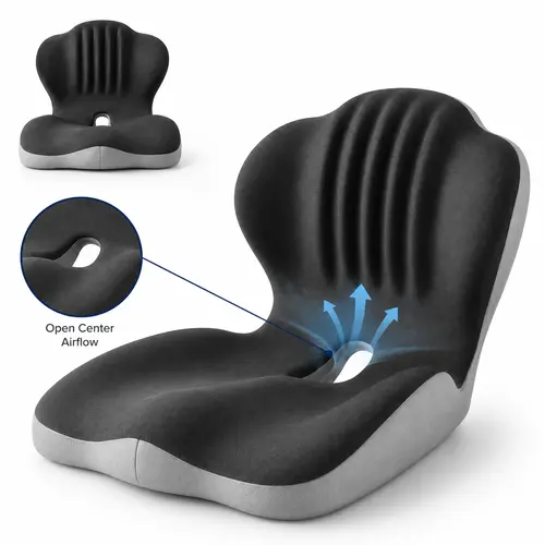GEECO 2-in-1 Memory Foam Seat & Back Cushion with Built-In Lumbar Support, One-Piece Chair Pad for Office Chair, Car Seat, Truck Drivers, Gaming & Home Gift