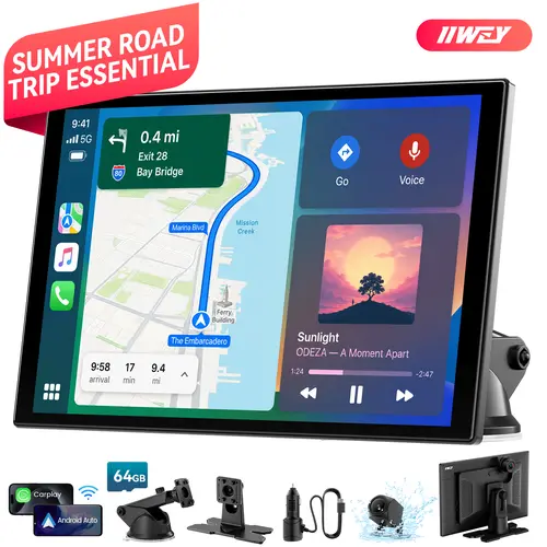 【Tool Upgrade】11in Wireless CarPlay & Android Auto Screen for Car, IIWEY iK11Pro, Full Laminated HD Touchscreen, 4K Dash Cam, 1080P Rear Camera, 5GHz WiFi, Bluetooth 5.0, FM/AUX, Phone Mirroring, Voice Control, 64GB Card Included sohochic, #tool upgrade,t