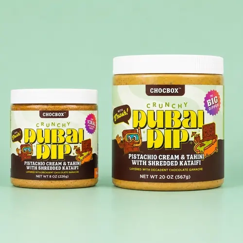 Chocbox Dubai Chocolate Dip with Ganache, Pantry Food Snacks with Pistachio Nuts