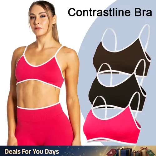 GYMER Contrastline Bra for Women Medium Support Padded Workout Gym Bra Yoga Fitness Activewear Top #BackToSchool