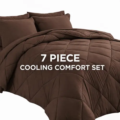7 Piece Comforter Set Queen/King/Full Size, Solid Color Ultra Silky Wrinkle Free Complete Bedding Set With 1 Comforter, 1 Flat Sheet, 1 15" Deep Pocket Fitted Sheet, 4 Pillowcases, Moisture Wicking Soft Bed Set #halloweenfinds #tiktokshopbacktoschool,soho