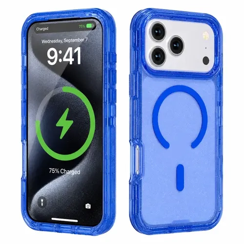 Bling Glitter Magnetic Translucent Case for iPhone 18 Pro Max 17 Pro 16 15 14 Matte Case Compatible with Magsafe Military Grade Drop Protection Anti-Scratch Shockproof Protective Phone Case Cover