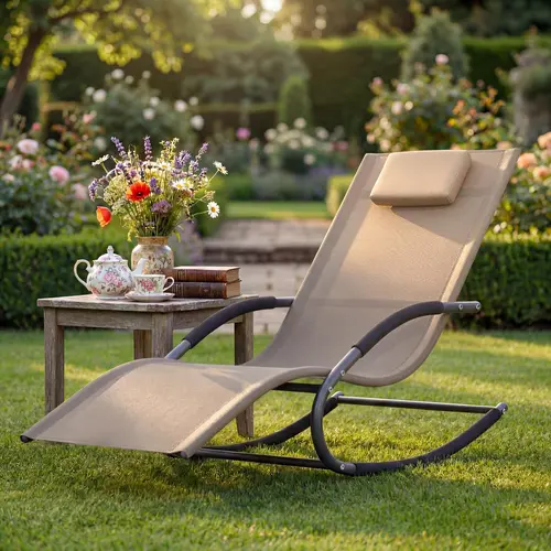 【Fall Sale】Flash sale home items Adjustable Outdoor Lounge Chair – Breathable Mesh Patio Recliner with Sturdy All-Weather Steel Frame, Comfortable NBR Armrests & Pillow, Heavy Duty for Lawn, Garden, Backyard, 300lb Capacity – Brown/Grey