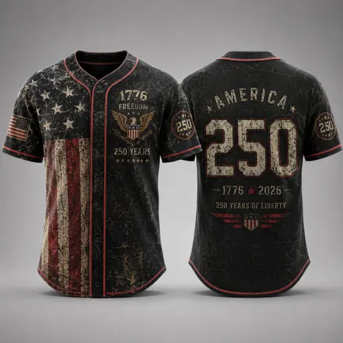 America 250th Anniversary Baseball Jersey, USA Jersey, 1776 2026 Patriotic Shirt, 4th of July Gift, Freedom Jersey Comfortable to wear, a must-have for game days and holidays