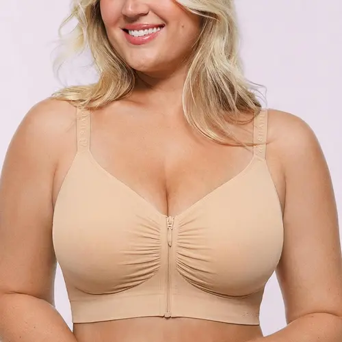 SHAPELLX Bare Essentials Skin Flow Front-Zipper Wireless Everyday Bra Womenswear