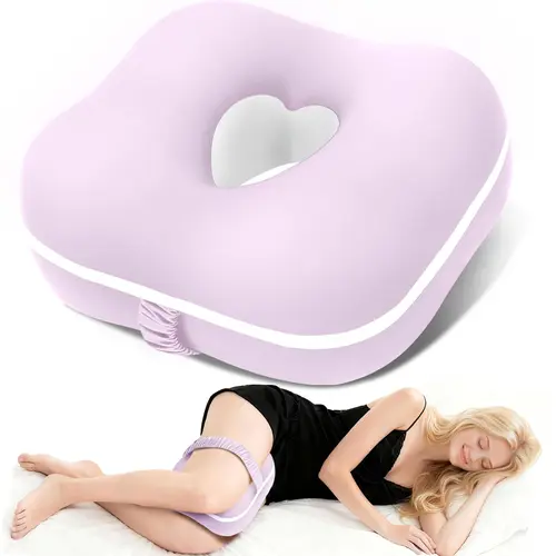 Memory Foam Knee Pillow for Side Sleepers - Adjustable Foam Leg Positioner Pillow with Heart Cutout Design, Adjustable Strap, Contoured Support for Alignment, Adjustable Foam Leg Positioner Pillows,sohochic