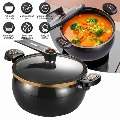 Sturdy 8.45Qt Stainless Steel Micro Pressure Cooker, Ceramic Non-Stick Inner Layer Cookware with Safety Valve, Tempered Glass Lid for Fast 1-Pot Meals, Gas Stovetop Compatible,sohochic