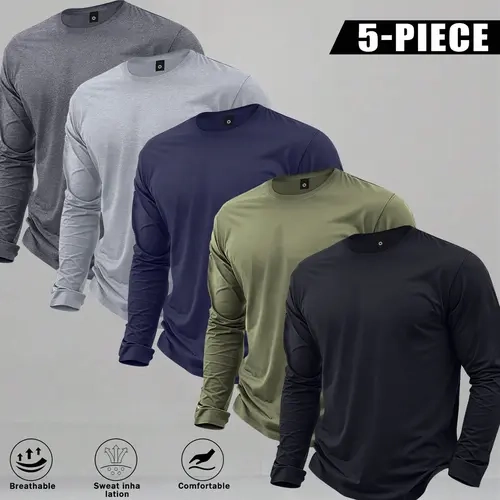 Vintage Multi-Pack Long Sleeve Tees for Men, All-Season Versatile Men’s Tops. Functional athletic tees ideal for outdoor activities and gym workouts. Trendy extended length cut, perfect for casual strolls and dates. An ideal gift choice for your boyfriend