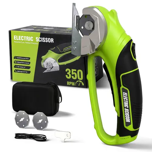 WELLMALL Upgraded 4V Brushless Motor Cordless Electric Scissors, Tools and Gadgets Work Tools for DIY Projects & Cardboard Cuts, 3 Blades, Case, USB Charging, 1/4" Max Cut Rotary Cutter, Lightweight Arthritis-Friendly, 0.9 Lbs,sohochic