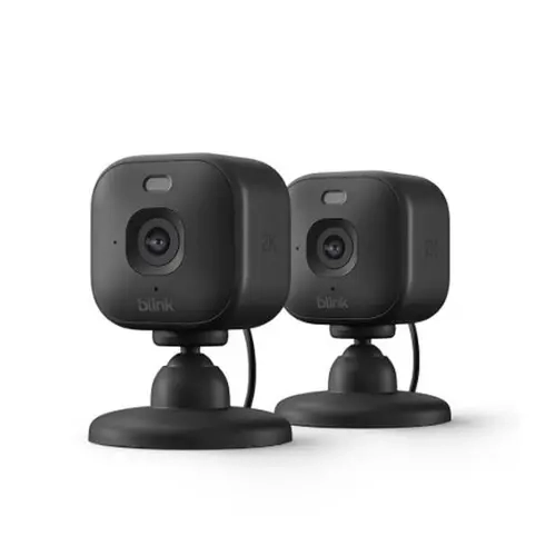 Blink Mini 2K+ Home Security Camera System - 2 Black Cameras with Audio