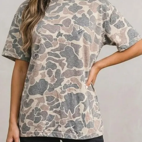 PHEFEE Women's Camouflage T Shirts Casual Short Sleeve Crew Neck Loose Fit Tops Summer Daily Basic Tees,sohochic