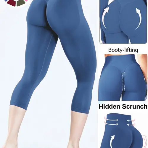 Capri Legging Pants for Women, High Waist Capri Leggings, Breathable Sweat-Wicking Sports Pants, High Stretch Slim Fit Pilates Pants, Athletic Tights For Running, Cycling & Gym Workouts