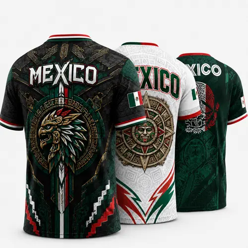 Men's Sporty V-Neck T Shirts with Mexican Eagle Design, Short Sleeve Lightweight Graphic Tees for Festivals,travel essentials,camping essentials, Activewear Clothing, Casual Fashion Sporty
