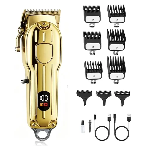DEBARK Professional Rechargeable Steel Wireless Barber Clippers, R-Blade Safe, 0.45-2mm Adjustable, 4-Gear Damping, 1H Runtime, Charger,Silent, Smooth Cordless Home Kit for Men's Fades, Carving Gifts
