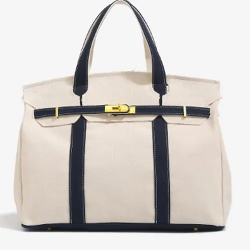 Women's 2026 New Arrival Chic Canvas Tote - Luxurious Niche Colorblock Fashionable Bags, Distressed Look Commuter Handbag for Women, Lightweight Roomy Daily Carry