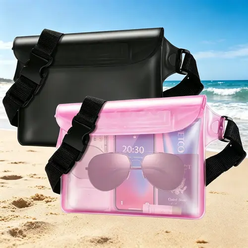 2 Pack IP68 Waterproof Fanny Pack,  Water resistant bag, Floating Touchscreen Dry Bag, Adjustable Waist Pouch for Beach, Kayaking & Water Sports