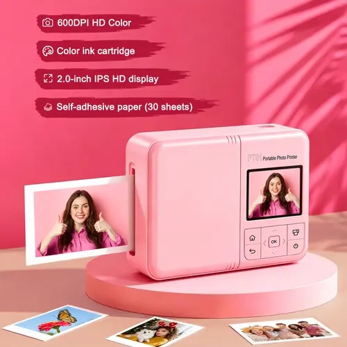 CAMKORY Portable Mini Lightweight Photo & Sticker Printer, 600DPI High-Definition Color Device, WiFi Printers for Home Use & Home Office, Supports Mobile Phones Wi-Fi Connection Printing