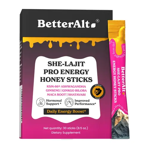 BetterAlt Energy Pro Sticks for Her | 10-in-1 Ayurvedic Energy & Vitality Formula | Zero Added Sugar | 3rd Party Lab Tested | 30 Sticks