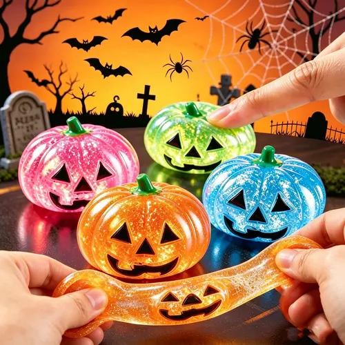 Halloween Pumpkin Squishy Toy, Slow Rebound Pinch Stress Relief Fidget Ball for Anxiety & Relaxation