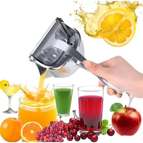 Handheld Aluminium Citrus Manual Juicer Squeezer - No Battery Needed Manual Juicer, Sturdy Reusable Kitchen Utensil, Ergonomic Grip, Compact Detachable Portable Design for Efficient Fruit Extraction, Bacterial Prevention, Easy Use & Cleaning, Sohochic, No