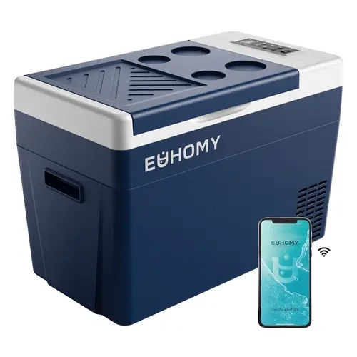 EUHOMY 12V Compressor Refrigerator - 23&31QT Electric Cooler with APP Control, Magnetic Lid, Rubber Seal, Energy Saver, -4℉~68℉, 12/24V DC 100-240V AC, Portable Outdoor Freezer for Traveling, Camping