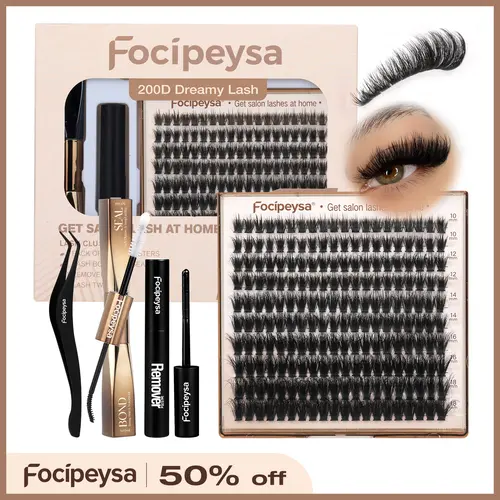 Focipeysa 200D Volume Lash Clusters | Dreamy Lash Clusters | Resuable  Clusters Lashes | Beginner Friendly | D Curl DIY Cluster Lashes for Flawless Makeup | Salon-Level Volume Lash Extensions at Home
